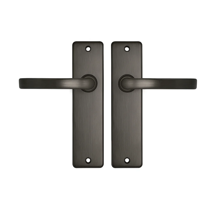 DKS Poignées de porte en aluminium gris anthracite EDGE sur plaque courte avec bloc de poignée