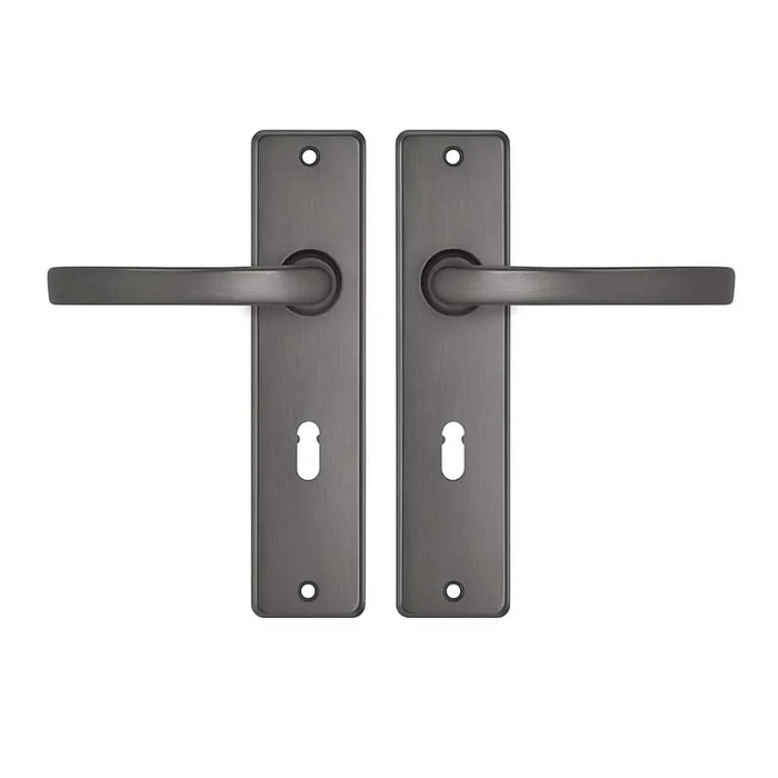 DKS Antracietgrijze aluminium deurkrukken EDGE op kortschild met kruk Blok