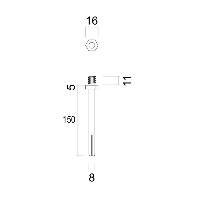 HDD Goupille de poignée de porte 8x8 mm + tige filetée M10 pour bouton fixe