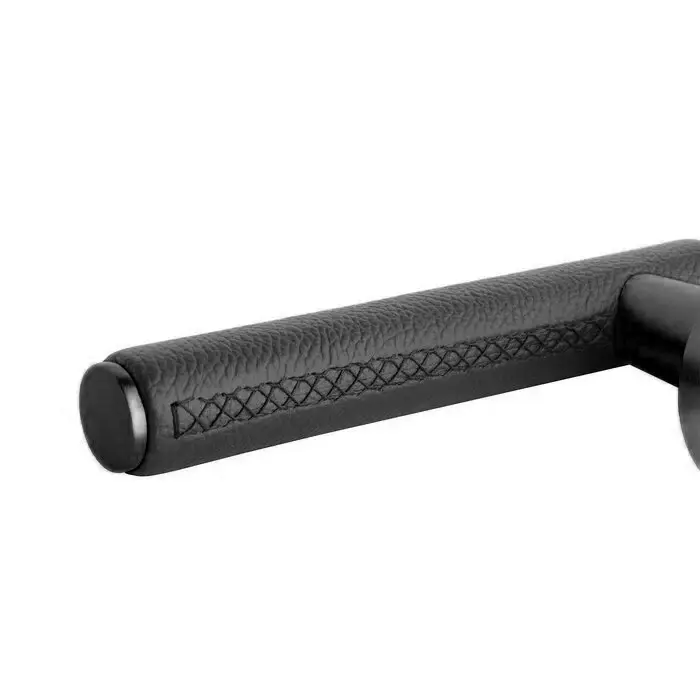 Aprile Massive Aprile Türgriffe EGERIA Ø52mm - mattschwarz/schwarzes Leder