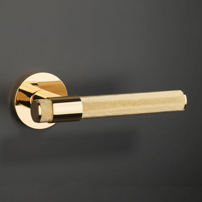 Aprile Poignées de porte Solid APRILE GLORIA sur rosace ronde en or poli