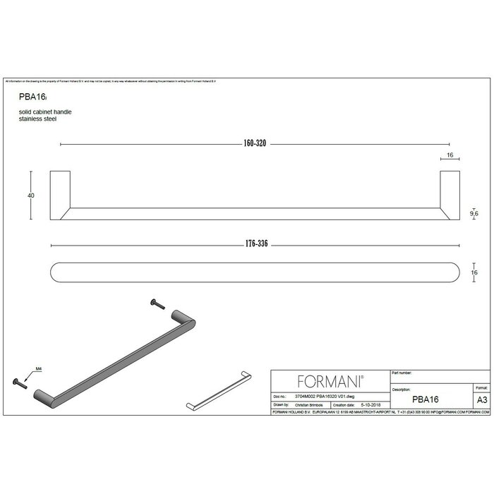 Formani Formani ARC PBA16 furniture handle - matt stainless steel