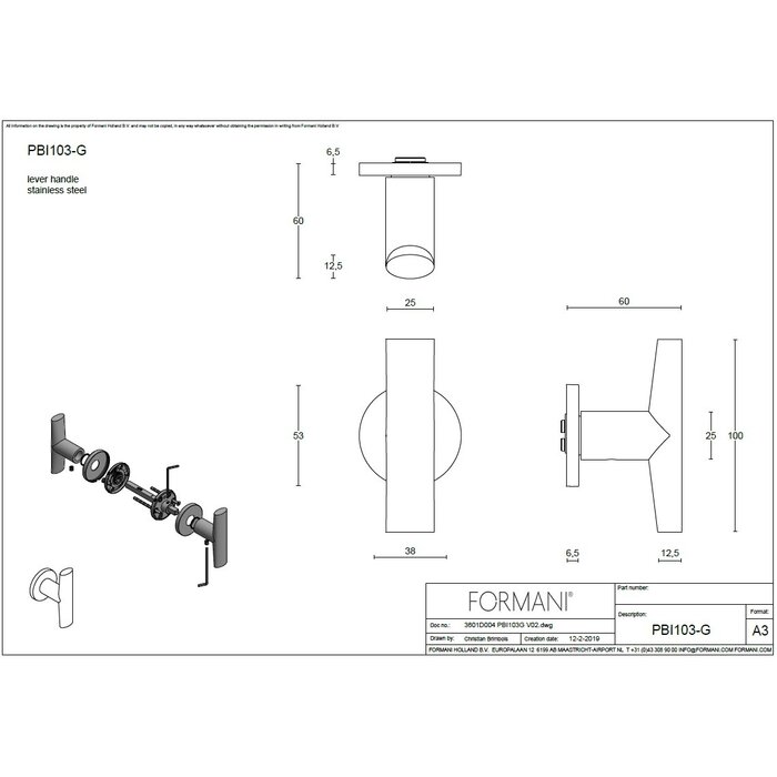 Formani Poignées de porte Formani Piet Boon INC PBI103-G rondes - PVD bronze clair