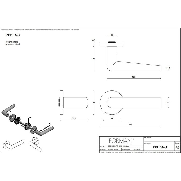 Formani Formani Türgriffe Piet Boon INC PBI101-G - hellbronze PVD