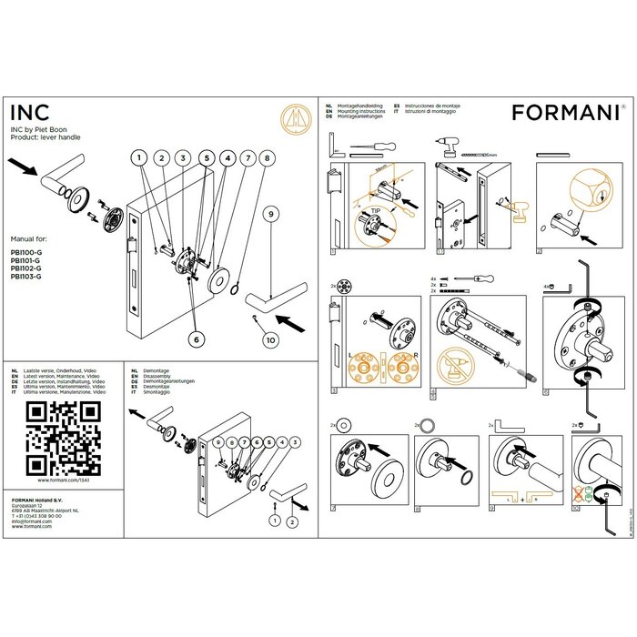 Formani Formani deurklinken Piet Boon INC PBI102-G  rond - licht brons PVD