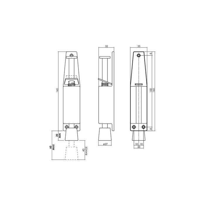 Intersteel Intersteel Deurvastzetter groot 180x36 mm RVS geborsteld