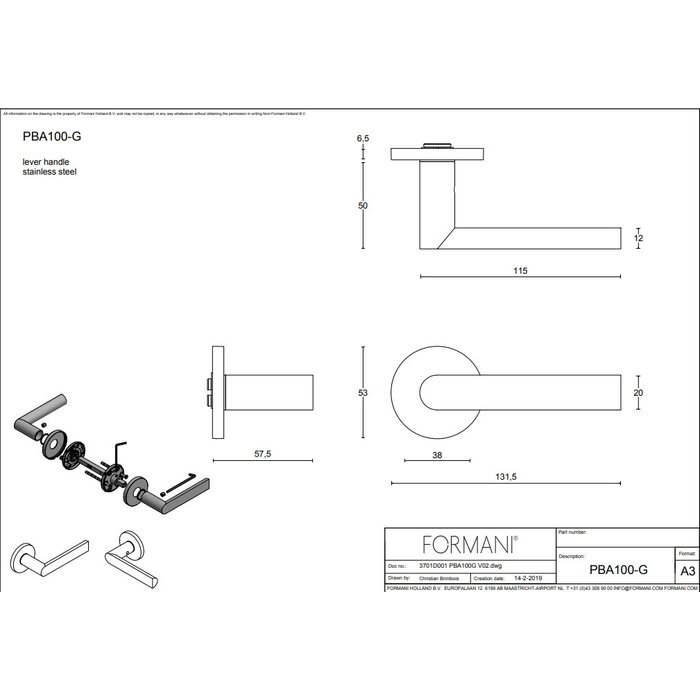 Formani Formani deurklinken Piet Boon ARC PBA100-G  rond - licht brons PVD