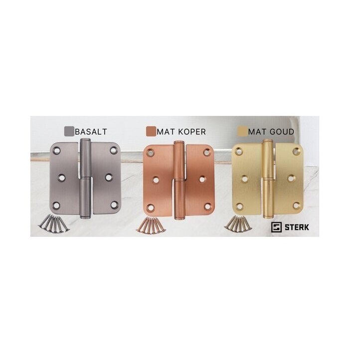 STERK Stainless steel hinge 80x80x2.5mm - Copper PVD