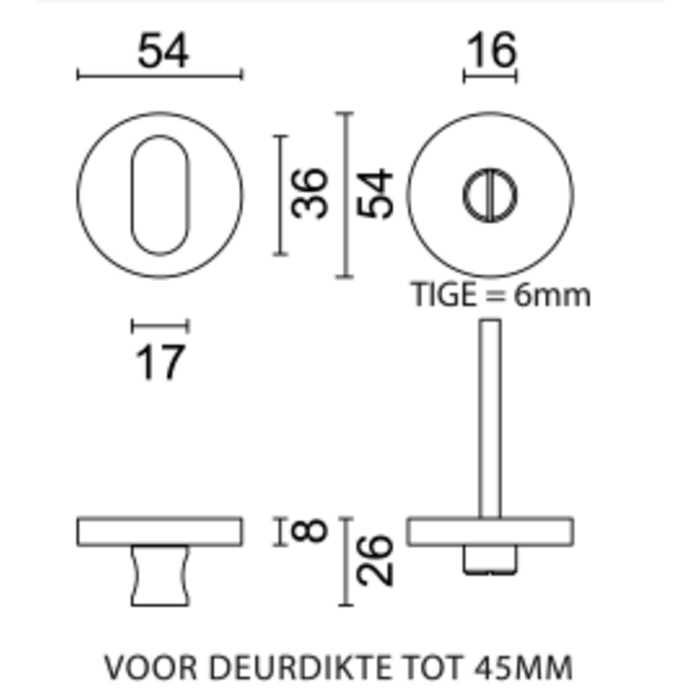 HDD WC-Armatur runde Form mattgold ohne Rot/Weiß