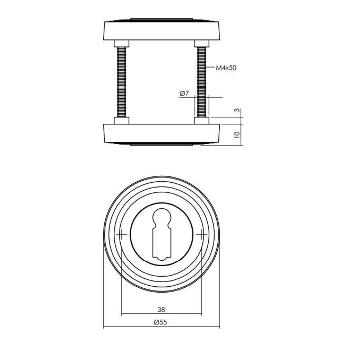 Intersteel Plaques de clavette Intersteel avec cames 55x10mm laiton PVD