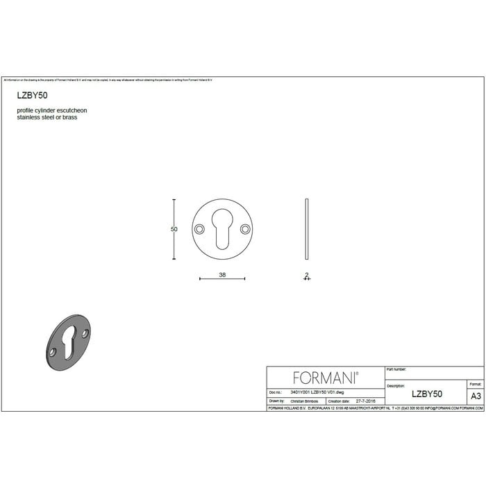 Formani 1 Plaque cylindrique Formani BOSCO LZBY50 - acier inoxydable poli