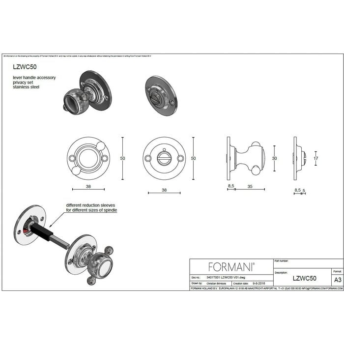 Formani Ensemble WC Formani BOSCO - LZWC50/LZWC50B - acier inoxydable poli