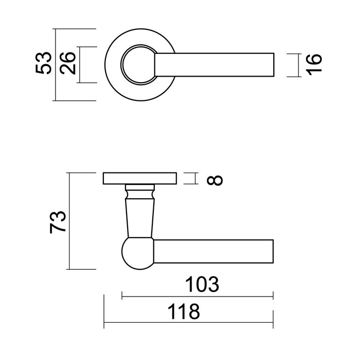 HDD Poignées de porte en bronze RAILY - Rondes L+L
