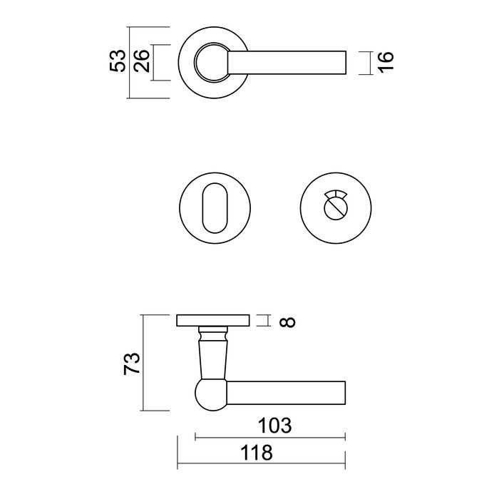 HDD Türgriffe aus Bronze RAILY - Rund L+L