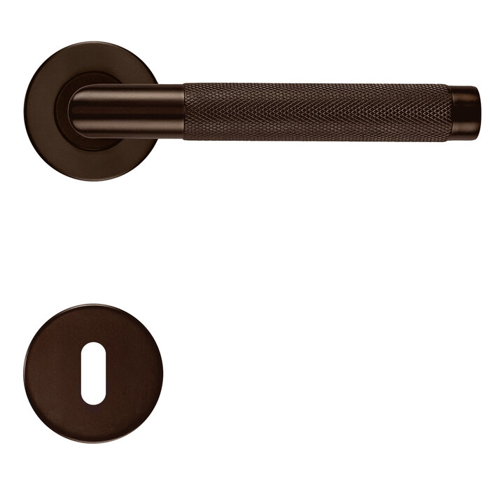 HDD Poignées de porte en bronze mat HASHTAG sur rosace ronde Ø 53 mm