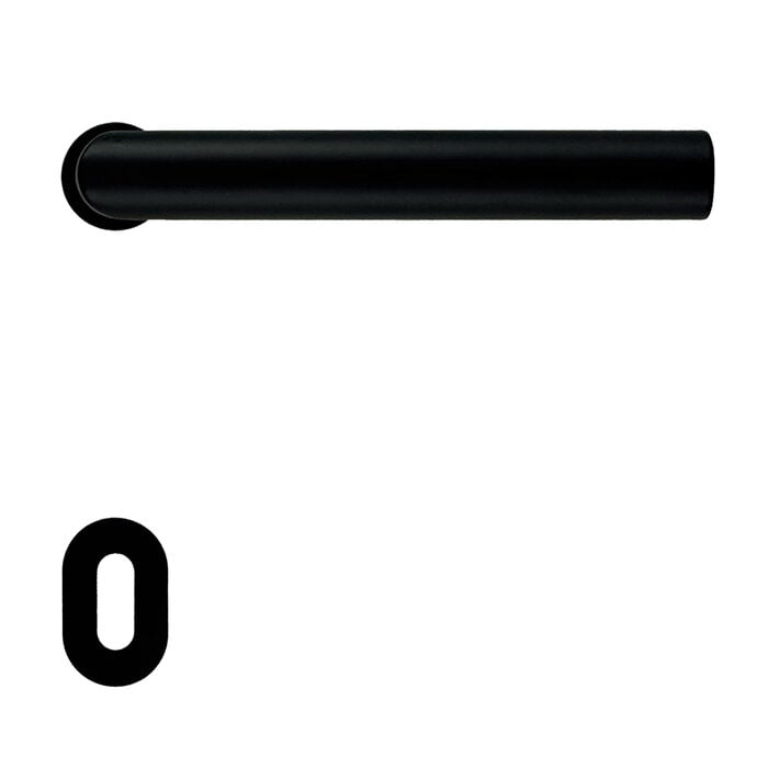 HDD Poignées de porte noires en forme de I de 19 mm avec rosace minimaliste Ø 25 mm