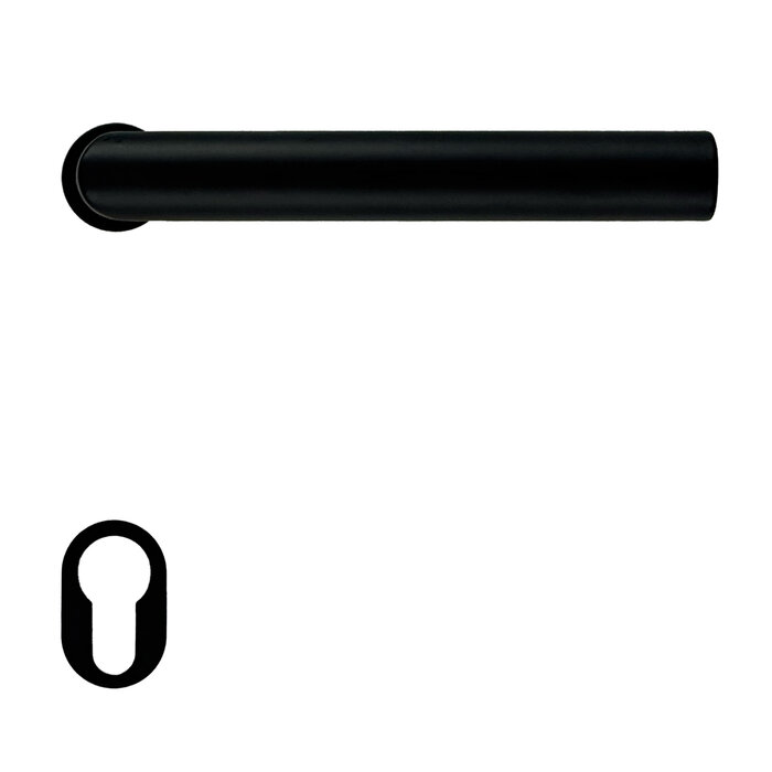 HDD Zwarte deurklinken I-Shape 19 mm  met minimalistisch rozet  Ø 25mm