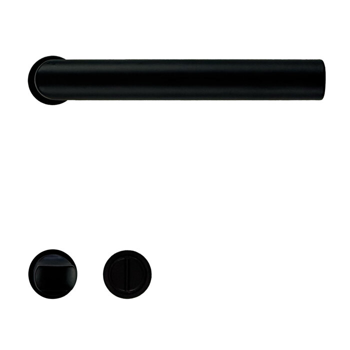 HDD Schwarze Türgriffe in I-Form, 19 mm, mit minimalistischer Rosette, Ø 25 mm