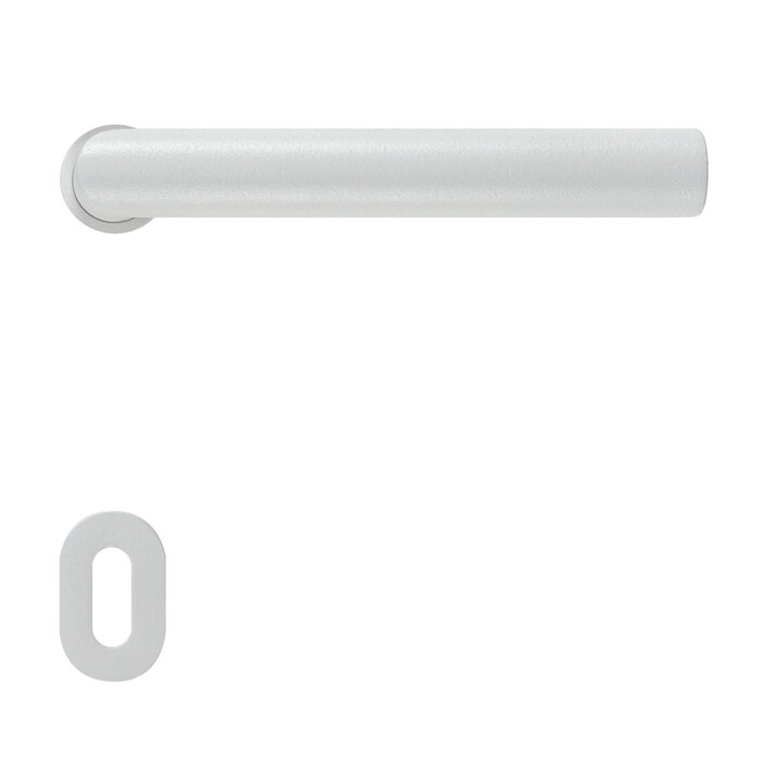HDD White door handles with structure - I-Shape 19 mm stainless steel plus with minimalist rosette Ø 25 mm