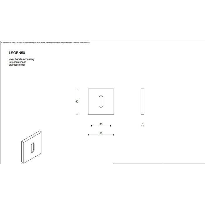 Formani 1 Key plate square LSQBN50 square - black PVD