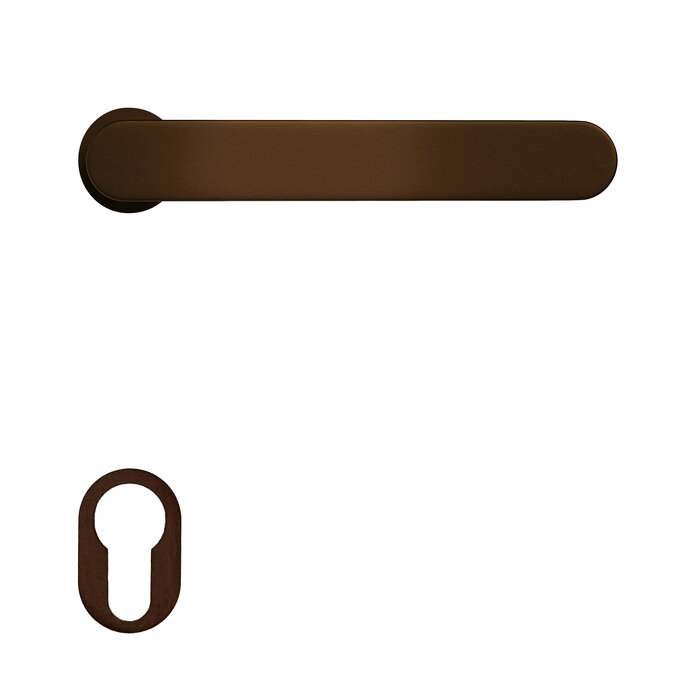 HDD Matte bronze Minimal Build door handles with minimalist rosette Ø 25mm