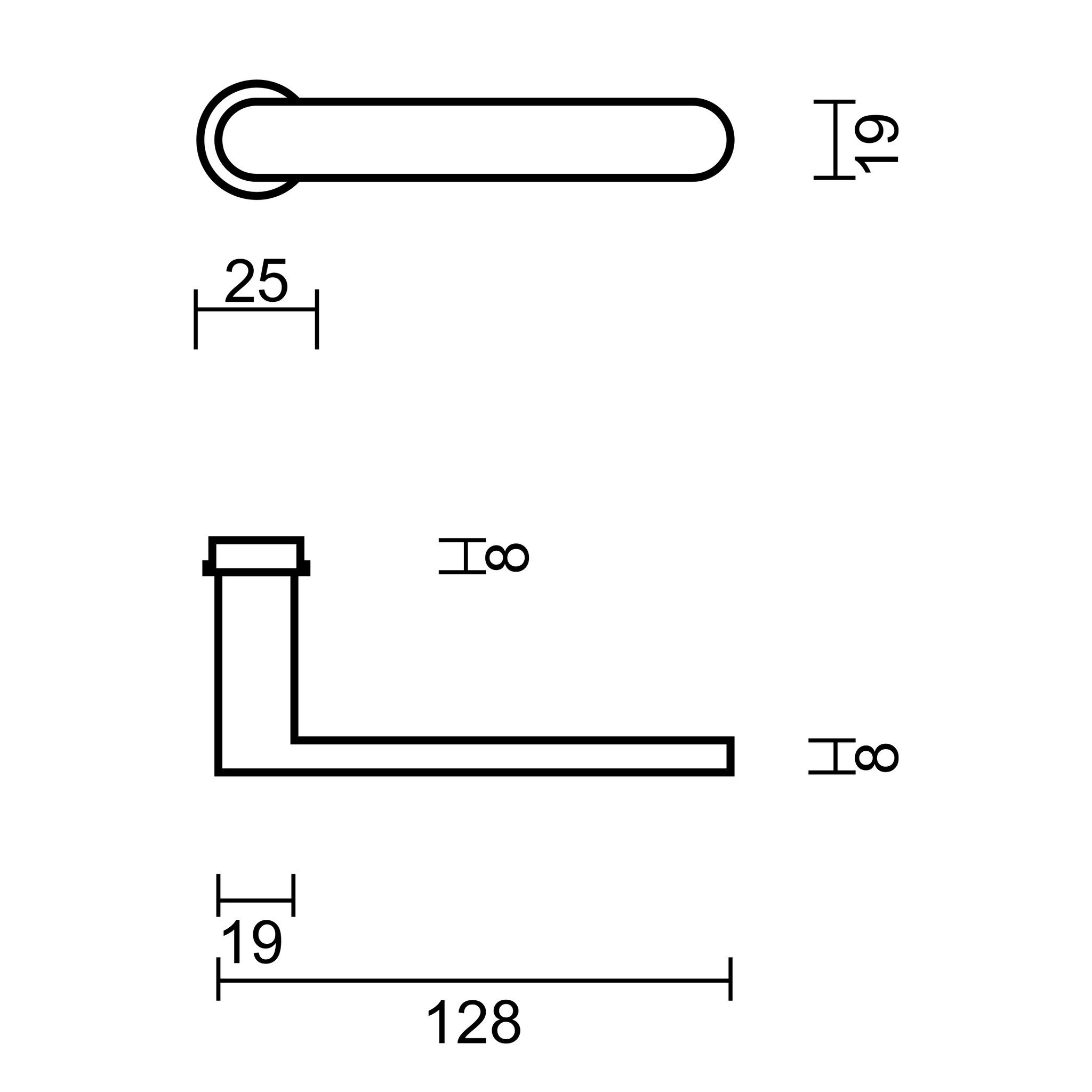 HDD Poignées de porte minimalistes noires. Design minimaliste avec rosace minimaliste Ø 25 mm