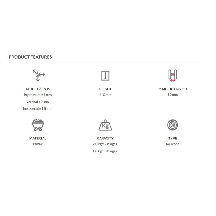 AGB Invisible 3D hinge - 110x30mm - AGB eclipse 2.2 - Black