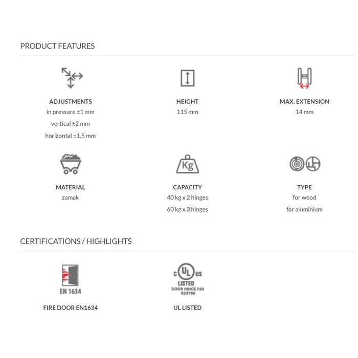 AGB Invisible 3D hinge - 115x23mm - AGB eclipse 3.2 black - 40kg/2