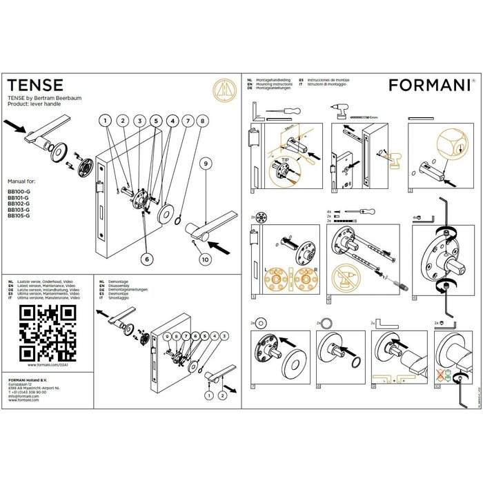 Formani Formani deurklinken TENSE BB103-G - Mat RVS