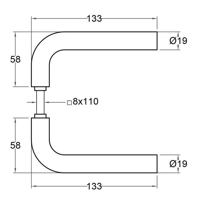 Artitec Schwarze Sicherheitstürbeschläge mit Kernzugschutz auf schmaler Abdeckung SKG*** 2 x L-Türgriff - PC 72 oder 92 mm