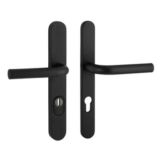 Artitec Quincaillerie de porte de sécurité avec poignées de porte en L sur platine étroite SKG*** 2 poignées de porte en L - Noir - PC 72 ou 92 mm