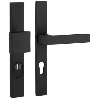 Artitec Sicherheitstürbeschlag auf gerader Platte SKG*** Knauf/Türgriff METRO RIGHT - Schwarz - PC 72 oder 92 mm