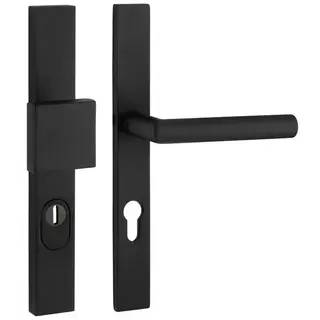 Artitec Sicherheitstürbeschlag auf gerader Platte SKG*** Knauf/Türgriff Modell T - Schwarz - PC 72 oder 92 mm