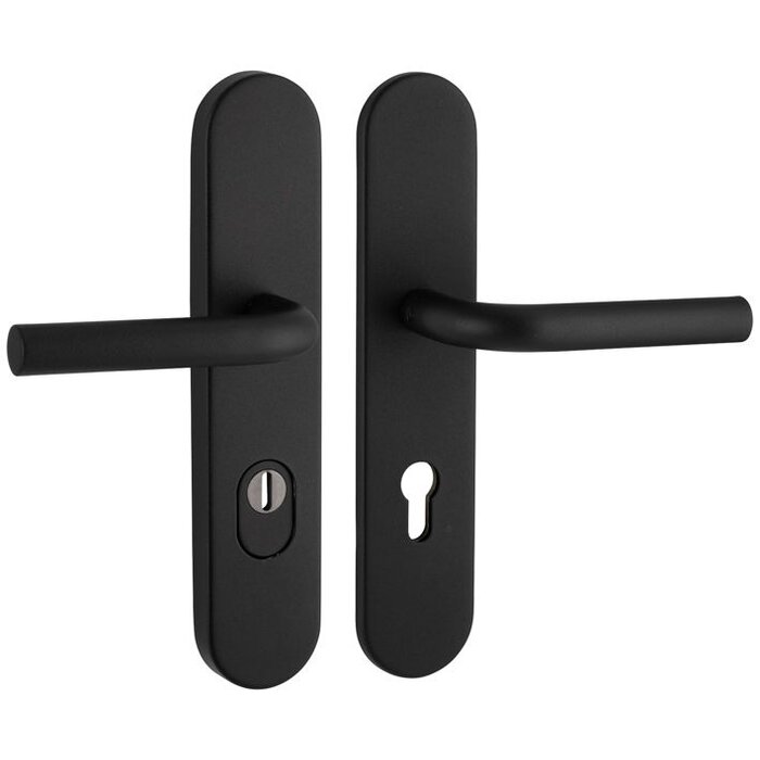 Artitec Quincaillerie de porte de sécurité noire avec protection anti-arrachement sur le cache SKG*** 2 poignées de porte L - PC 72 ou 92 mm