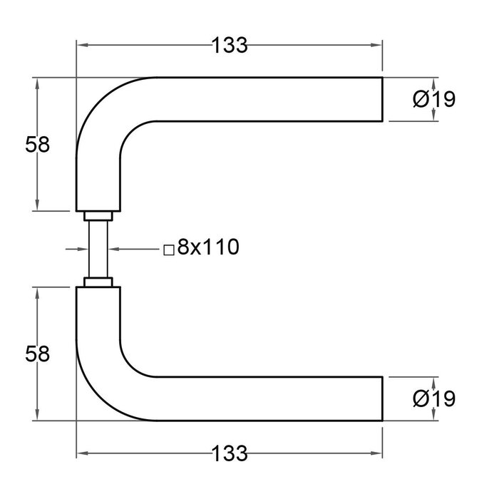 Artitec Quincaillerie de porte de sécurité noire avec protection anti-arrachement sur le cache SKG*** 2 poignées de porte L - PC 72 ou 92 mm