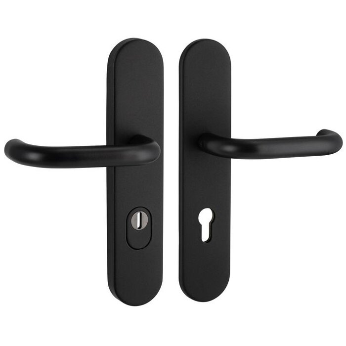 Artitec Quincaillerie de porte de sécurité noire avec protection anti-arrachement sur le cache SKG*** 2 poignées de porte U - PC 72 ou 92 mm