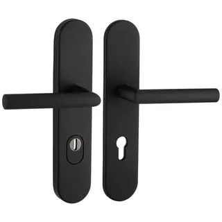 Artitec Sicherheitstürbeschlag mit Schutzschild SKG*** 2 x Türgriff T - Schwarz - PC 72 oder 92 mm