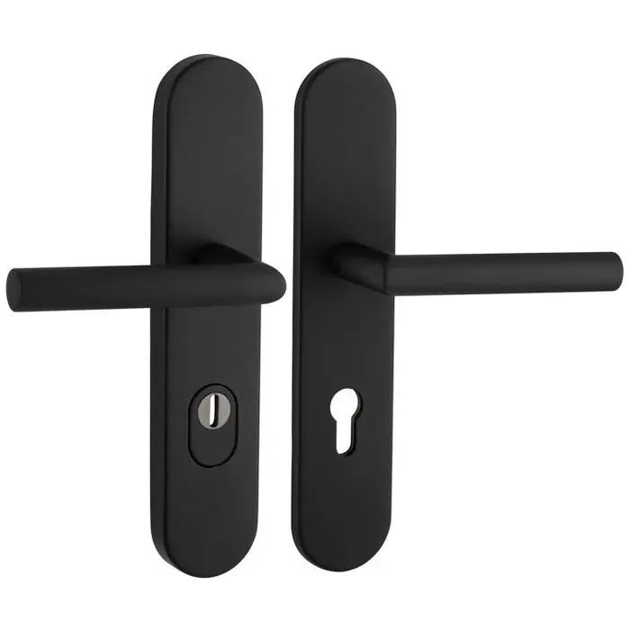 Artitec Schwarze Sicherheitstürbeschläge mit Kernzugschutz an der Abdeckung SKG*** 2 x Türgriff T - PC 72 oder 92 mm