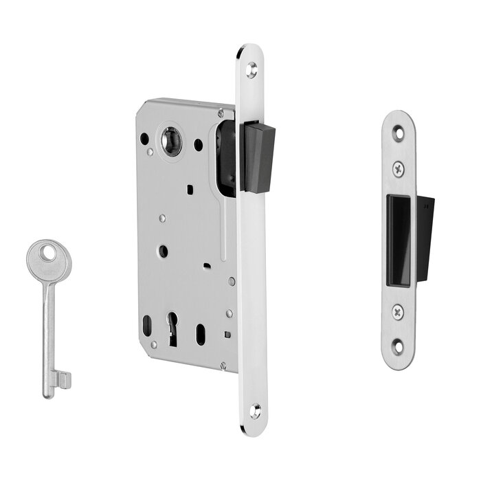 Aprile Magnetic lock 2867 keyhole shaft size 90mm - rounded front plate 196x18mm - stainless steel look