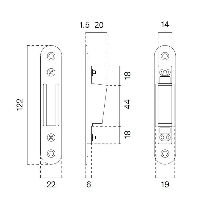 Aprile Matte black magnetic lock 2867 keyhole axle size 90mm - rounded front plate 196x18mm