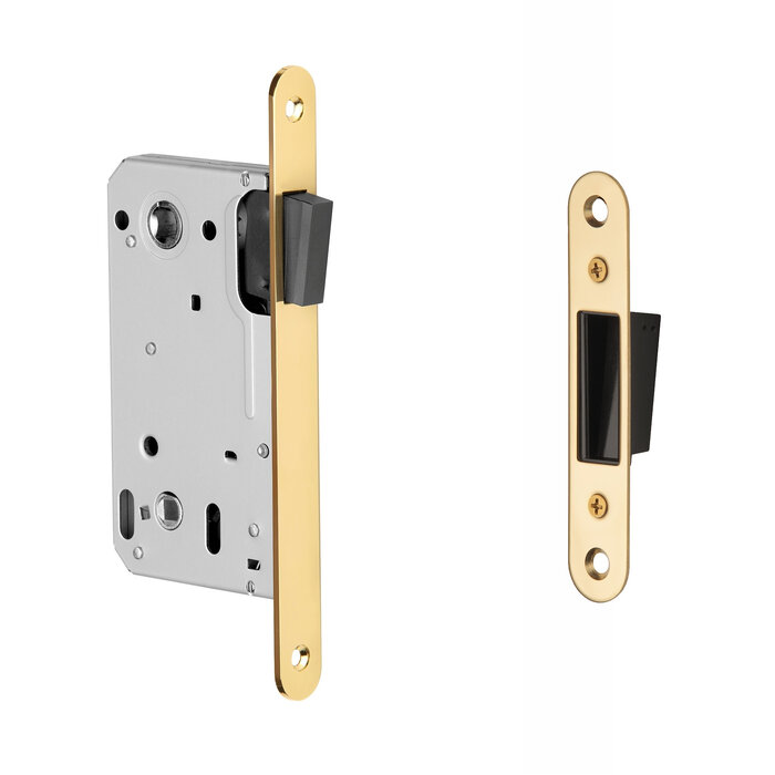 Aprile Magnetverschluss 2869 WC Achsgröße 90 mm – abgerundete Frontplatte 196 x 18 mm – poliertes Gold PVD