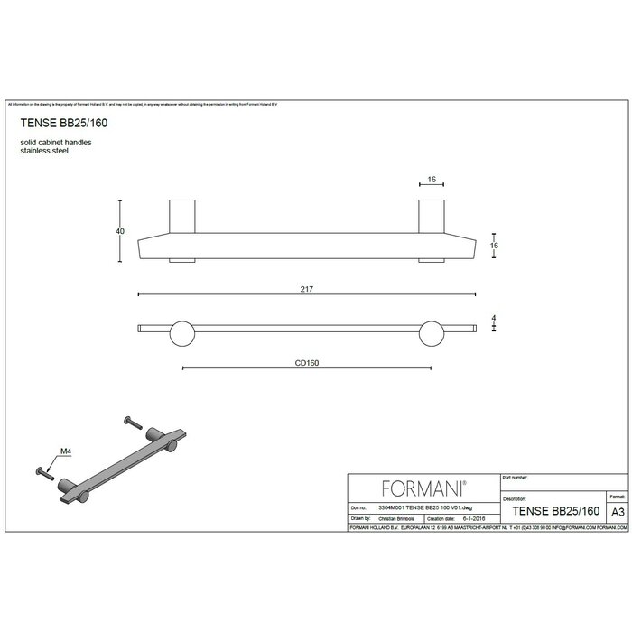 Formani Formani Möbelgriff TENSE BB25 - Bronze