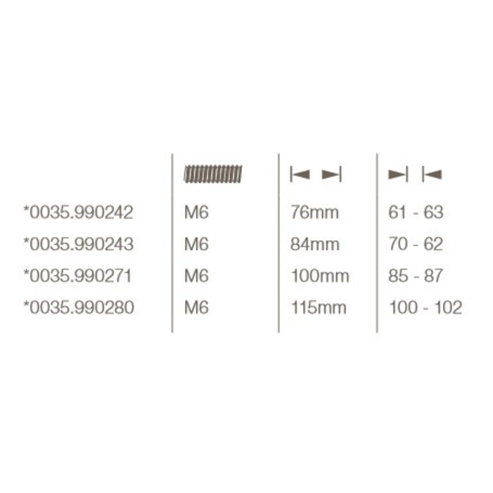Intersteel Verrou à 6 pans de 100 mm pour rosace de sécurité, pour porte d'épaisseur 85/87 mm, en acier inoxydable.