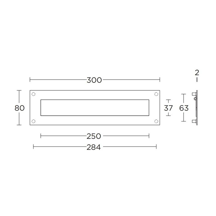 Formani Galaxy Briefkastenklappe 300x80x2mm - Gebürsteter Edelstahl AISI316