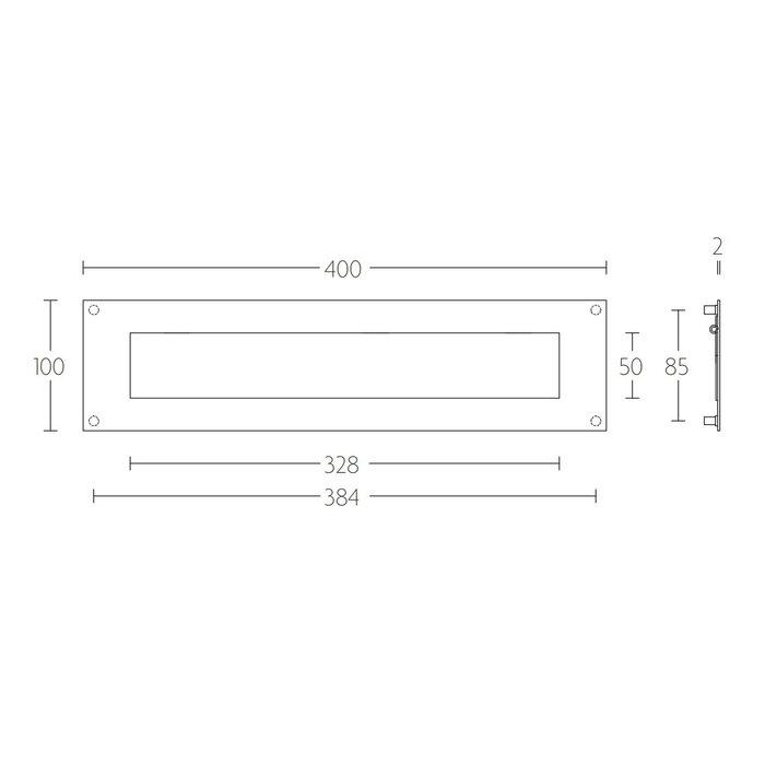 Formani Galaxy Briefkastenklappe 400x100x2mm - Gebürsteter Edelstahl AISI316