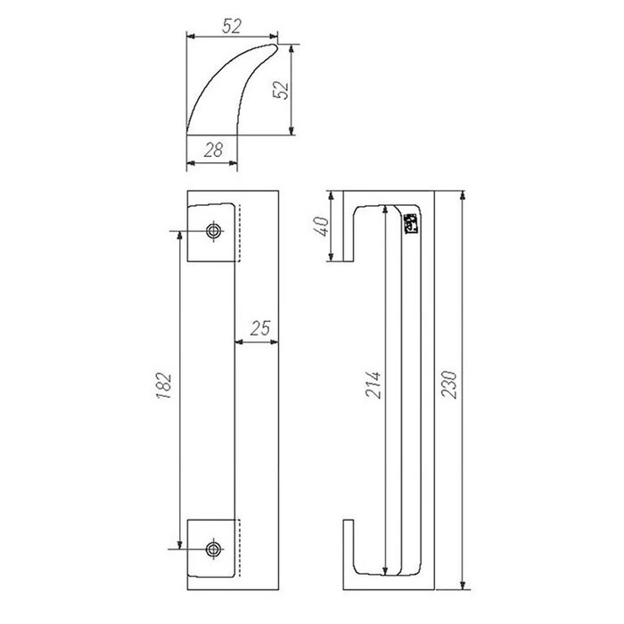 Dauby Deurgreep PMAF  ruw metaal  (RM)  230 of 300 mm