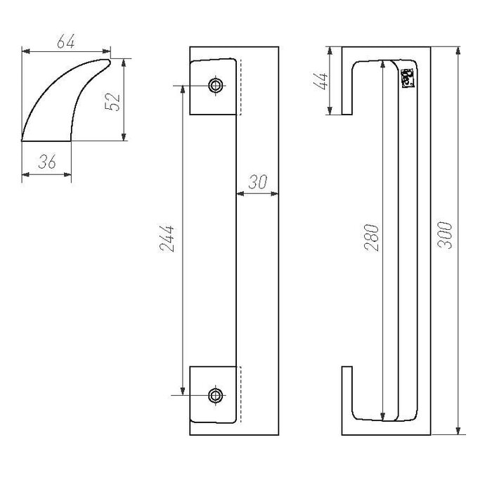Dauby Poignée de porte PMAF bronze blanc mat (WBS) 230 ou 300 mm