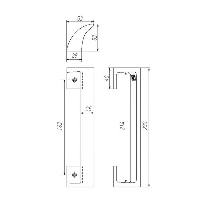 Dauby Door handle PMAF rough bronze polished (RBP) 230 or 300 mm