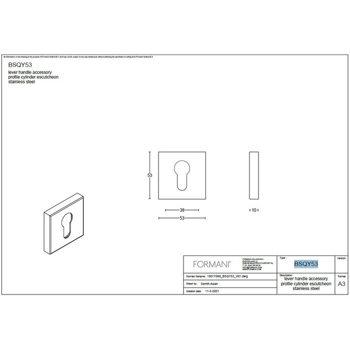 Formani Paire de plaques cylindriques Basics BSQ Y53 BL - Bronze clair PVD