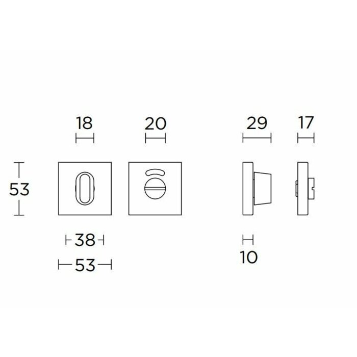 Formani Square toilet set BSQWC53 BL- PVD light bronze - green/red indicator